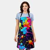 Neon Paint Splatter Abstracte kunst Schort (Gedragen)