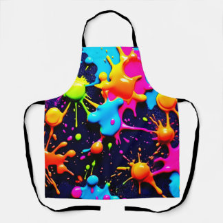 Neon Paint Splatter Abstracte kunst Schort