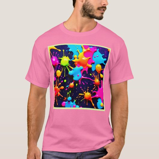 Neon Paint Splatter Abstracte kunst T-shirt (Voorkant)