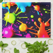 Neon Paint Splatter Abstracte kunst Theedoek (Gevouwen)