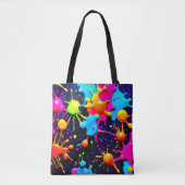 Neon Paint Splatter Abstracte kunst Tote Bag (Voorkant)