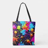 Neon Paint Splatter Abstracte kunst Tote Bag (Achterkant)