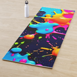 Neon Paint Splatter Abstracte kunst Yogamat