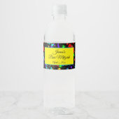 Neon Paint Splatter Bat Mitzvah, Birthday Party Waterfles Etiket (Voorkant)