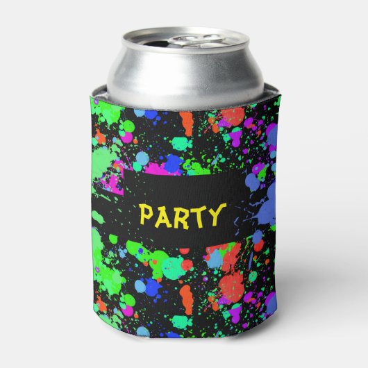 Neon Paint Splatter Blikjeskoeler (Blikje Voorkant)