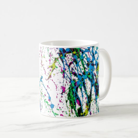 Neon Paint Splatter Coffee Mok (Voorkant rechts)