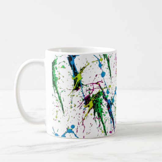 Neon Paint Splatter Coffee Mok (Links)