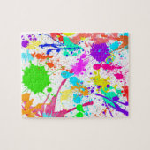Neon Paint Splatter Colorful Legpuzzel (Horizontaal)