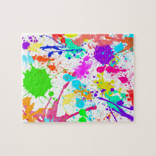 Neon Paint Splatter Colorful Legpuzzel