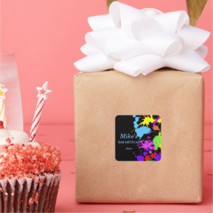 Neon Paint Splatter Colorful Vierkante Sticker