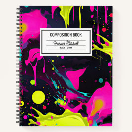 Neon Paint Splatter Composition Notitieboek