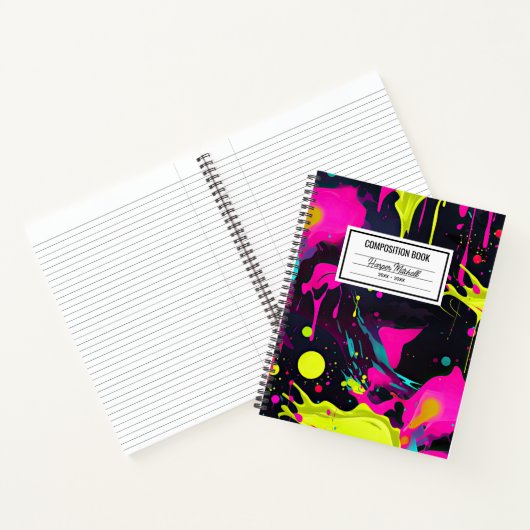 Neon Paint Splatter Composition Notitieboek (Binnen)