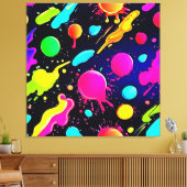 Neon Paint Splatter Design Canvas Afdruk (Insitu (Woonkamer))