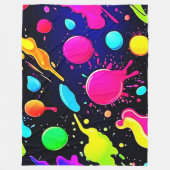 Neon Paint Splatter Design Fleece Deken (Voorkant)
