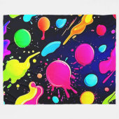 Neon Paint Splatter Design Fleece Deken (Voorkant (Horizontaal))
