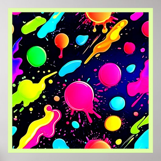 Neon Paint Splatter Design Poster (Voorkant)