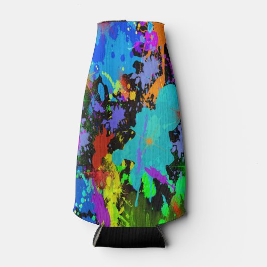 Neon Paint Splatter Flesjeskoeler (Voorkant)