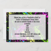 Neon Paint Splatter Graduter Party Invitation Kaart (Achterkant)