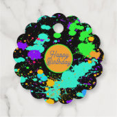 Neon Paint Splatter Happy Birthday Bedankjes Labels (Achterkant)