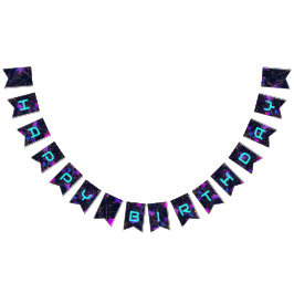 Neon Paint Splatter Happy Birthday Vlaggetjes