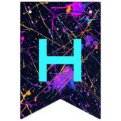 Neon Paint Splatter Happy Birthday Vlaggetjes (Tweede vlag)