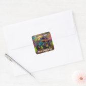 Neon Paint Splatter Monster Truck Verjaardagsfeest Vierkante Sticker (Envelop)