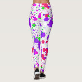 Neon Paint Splatter Paars Green Fuchsia Leggings (Achterkant)