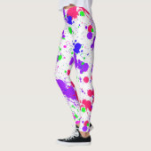 Neon Paint Splatter Paars Green Fuchsia Leggings (Links)