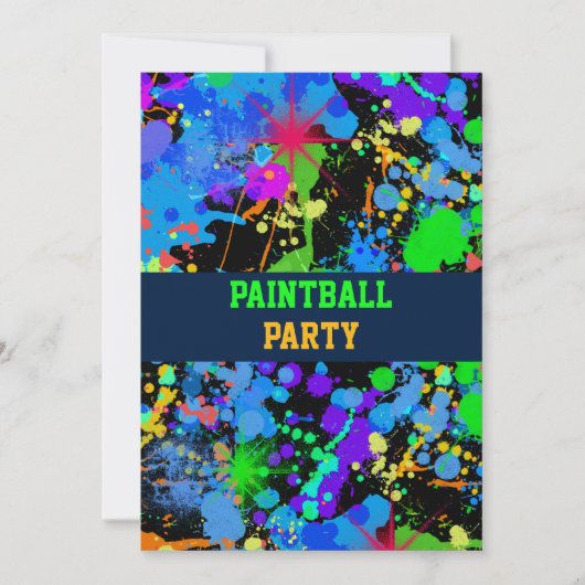 Neon Paint Splatter Paint Ball Kaart (Voorkant)