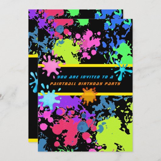 Neon Paint Splatter Paintball Kaart (Voorkant / Achterkant)