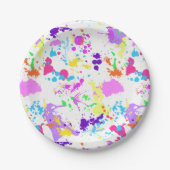 Neon Paint Splatter, Paintball, Papieren Bordje (Voorkant)