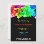 Neon Paint Splatter, Paintball Party Kaart (Achterkant)