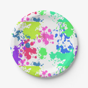 Neon Paint Splatter, Papieren Bordje