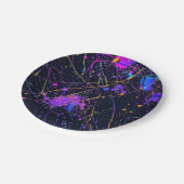 Neon Paint Splatter Papieren Bordje (Gekanteld)