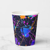 Neon Paint Splatter Party Papieren Bekers (Achterkant)
