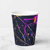 Neon Paint Splatter Party Papieren Bekers (Voorkant)