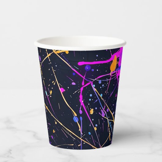 Neon Paint Splatter Party Papieren Bekers (Voorkant)