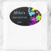 Neon Paint Splatter Sticker/Labels Ovale Sticker (Tas)