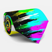 Neon Paint Splatter Stropdas (Opgerold)