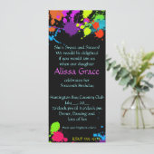 Neon Paint Splatter, Sweet Sixteen-uitnodiging Kaart (Staand voorkant)