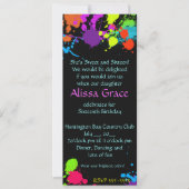 Neon Paint Splatter, Sweet Sixteen-uitnodiging Kaart (Voorkant)