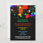 Neon Paint Splatter, uitnodiging van de Paintball  (Achterkant)