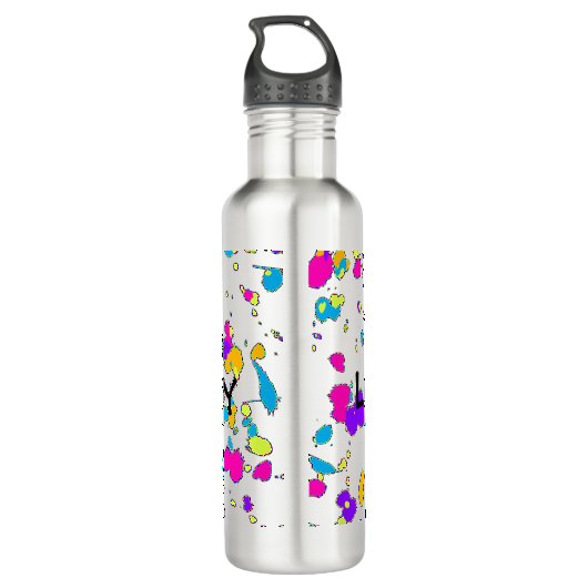 Neon Paint Splatter Water Fles (Achterkant)