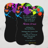 Neon Paint Splatter, zoete zestien, uitnodiging (Voorkant / Achterkant)