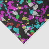 Neon Paint-Spletters op zwarte achtergrond Tissuepapier (Detail)