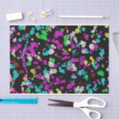 Neon Paint-Spletters op zwarte achtergrond Tissuepapier (Craft)
