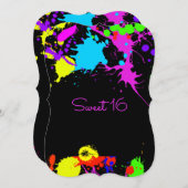 Neon Paint, Sweet Sixteen, Bat Mitzvah Uitnodiging (Voorkant / Achterkant)