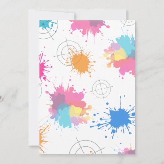 Neon Paintball Invitation - Combat Birthday Party Kaart (Achterkant)