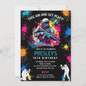 Neon Paintball Invite - Combat Glow Birthday Party Kaart (Voorkant)