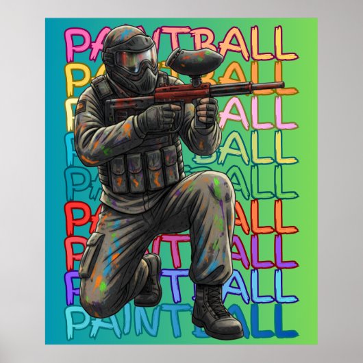 Neon Paintball Warrior  Poster (Voorkant)